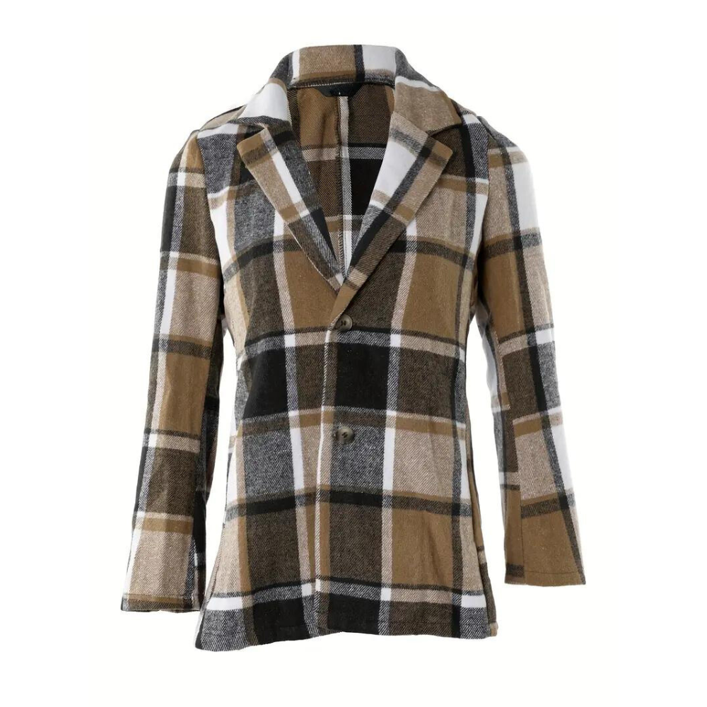 R&B | Kariertes Jacke mit Klassischem Kragen Polyester/wolle Stilvoll und Komfortabel