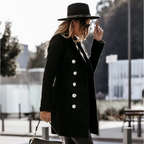 R&B | Klassische Lange Wolljacke mit Zweireihiger Schließe Wollmischung Sophisticated und Bequem