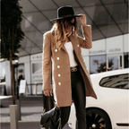R&B | Klassische Lange Wolljacke mit Zweireihiger Schließe Wollmischung Sophisticated und Bequem