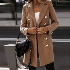 R&B | Klassische Lange Wolljacke mit Zweireihiger Schließe Wollmischung Sophisticated und Bequem