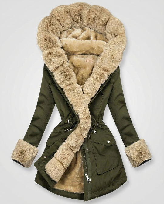Warme Winterjacke Mit Pelzfütterung Damen