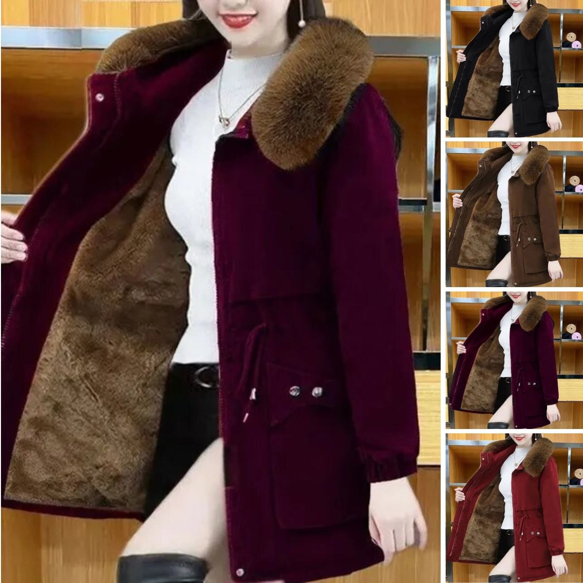 R&B | Lässiger Winterparka mit veganem Pelz für Frauen Ideal für den Winter
