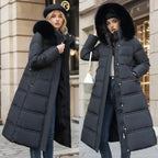 R&B | Slim Fit Überknielange Jacke mit Pelzkragen und Gürtel