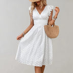 sommerkleid mit gerüschten ärmeln