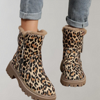 R&B | Leopardenmuster Flache Kurze Stiefel