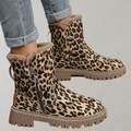 R&B | Leopardenmuster Flache Kurze Stiefel