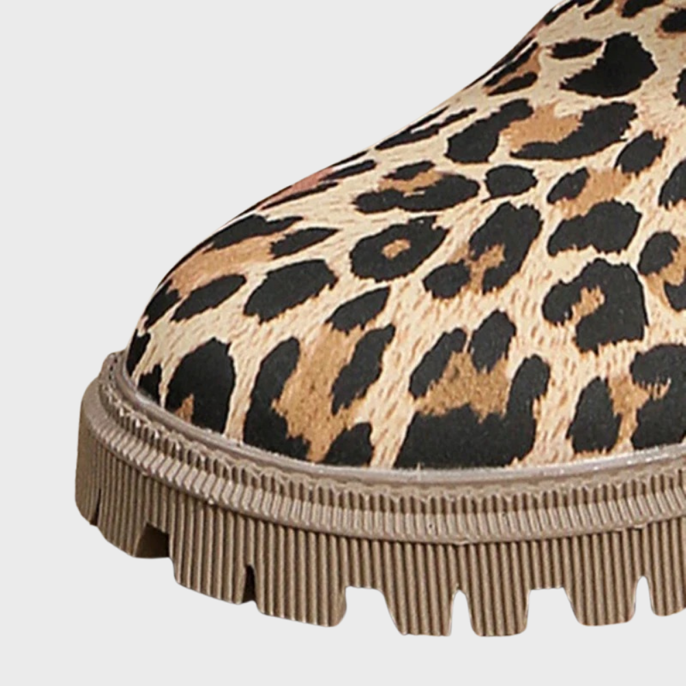 R&B | Leopardenmuster Flache Kurze Stiefel
