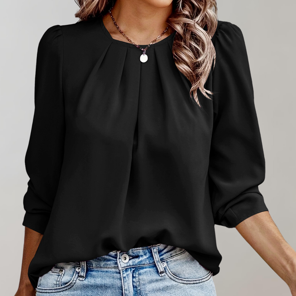 LACE – Geplisste Damenbluse mit Puffärmeln