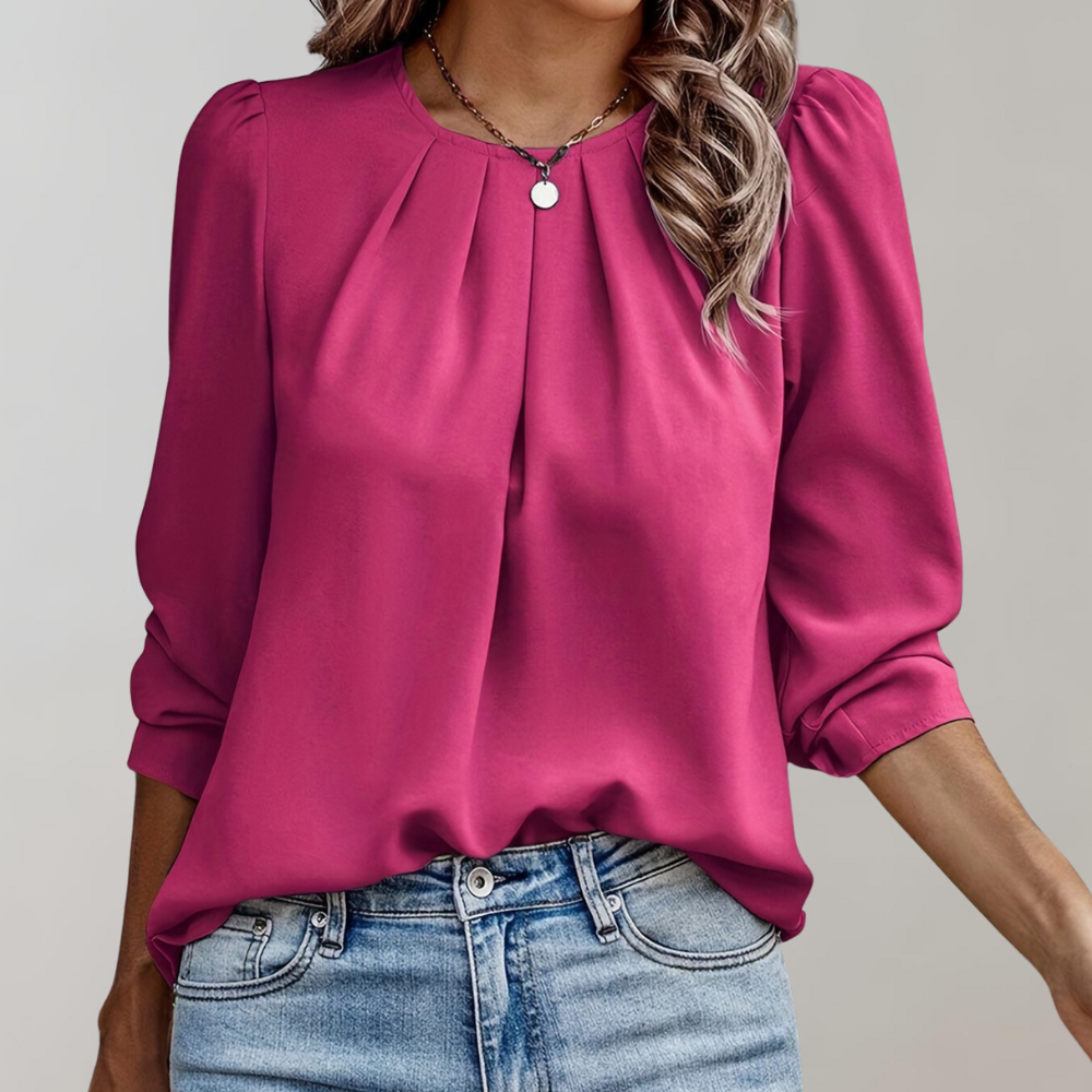 LACE – Geplisste Damenbluse mit Puffärmeln