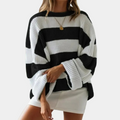 R&B | Schwarz und Weiß Strickpullover mit Breiten Streifen Acryl Modern und Bequem