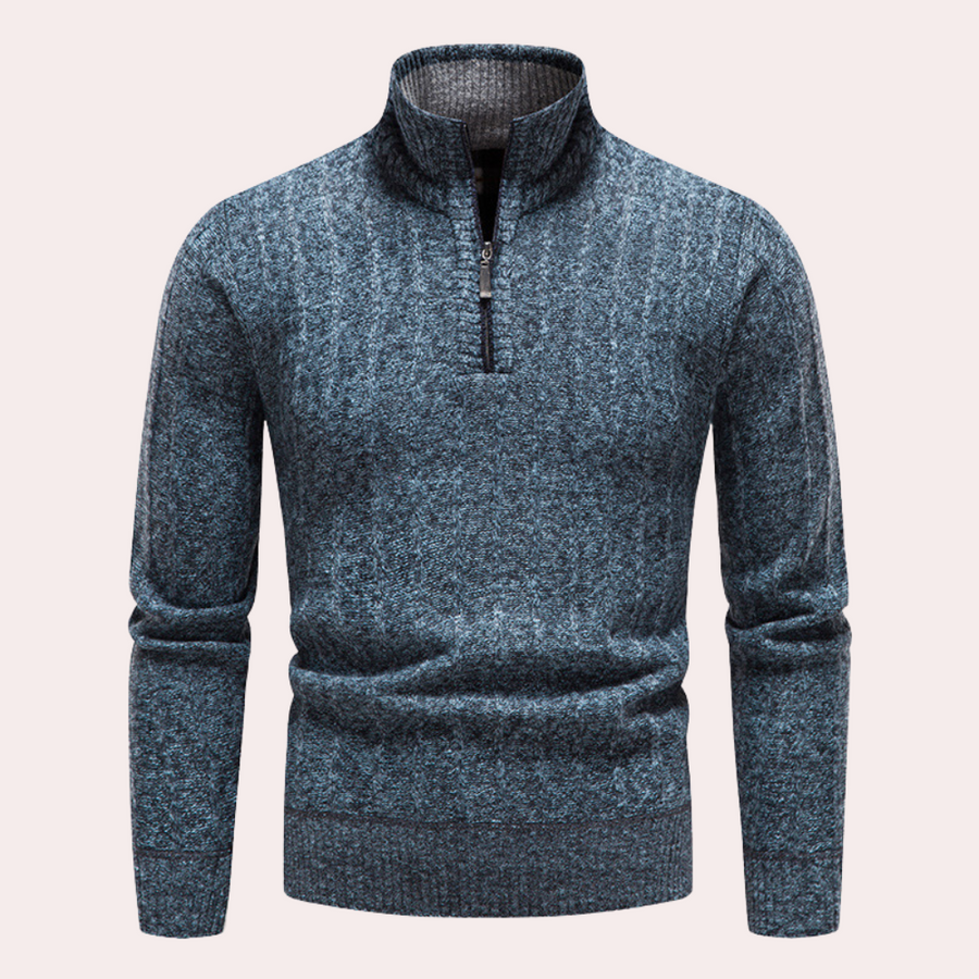 R&B | Herrenpullover mit Rollkragen und Reißverschluss