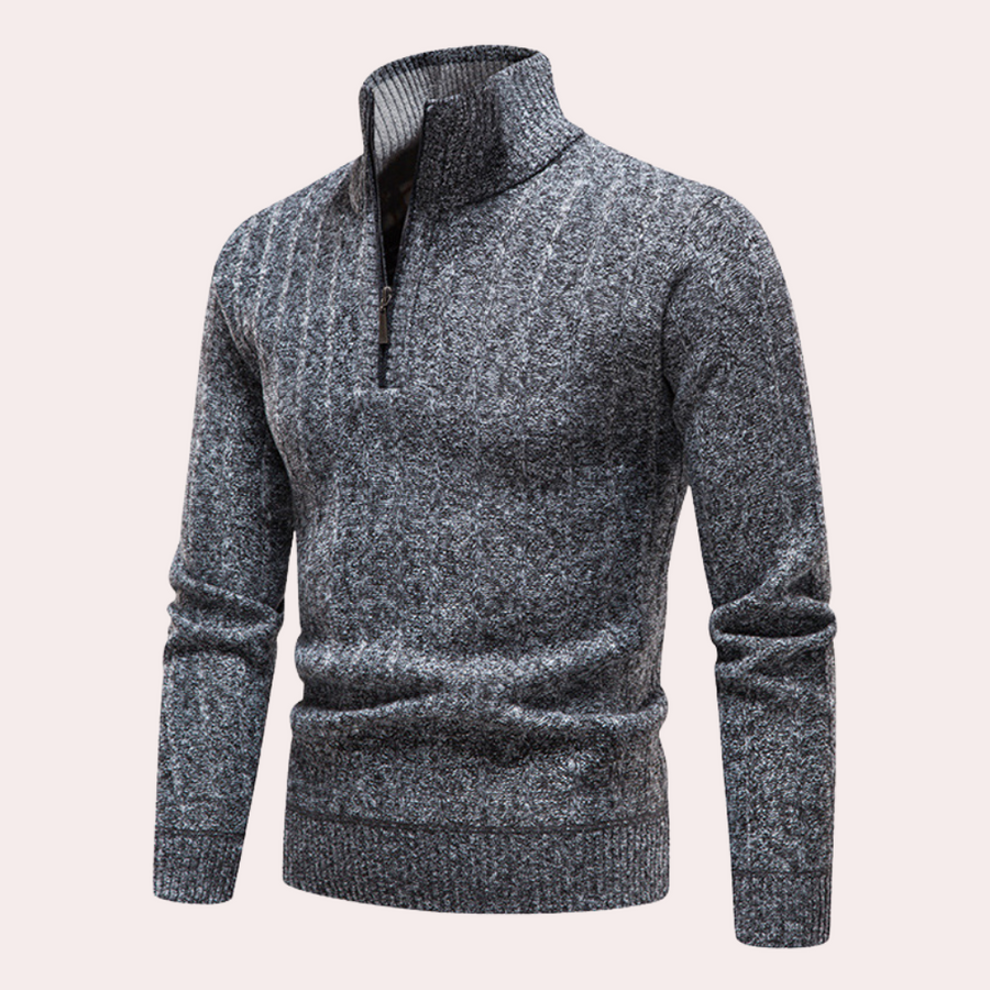 R&B | Herrenpullover mit Rollkragen und Reißverschluss