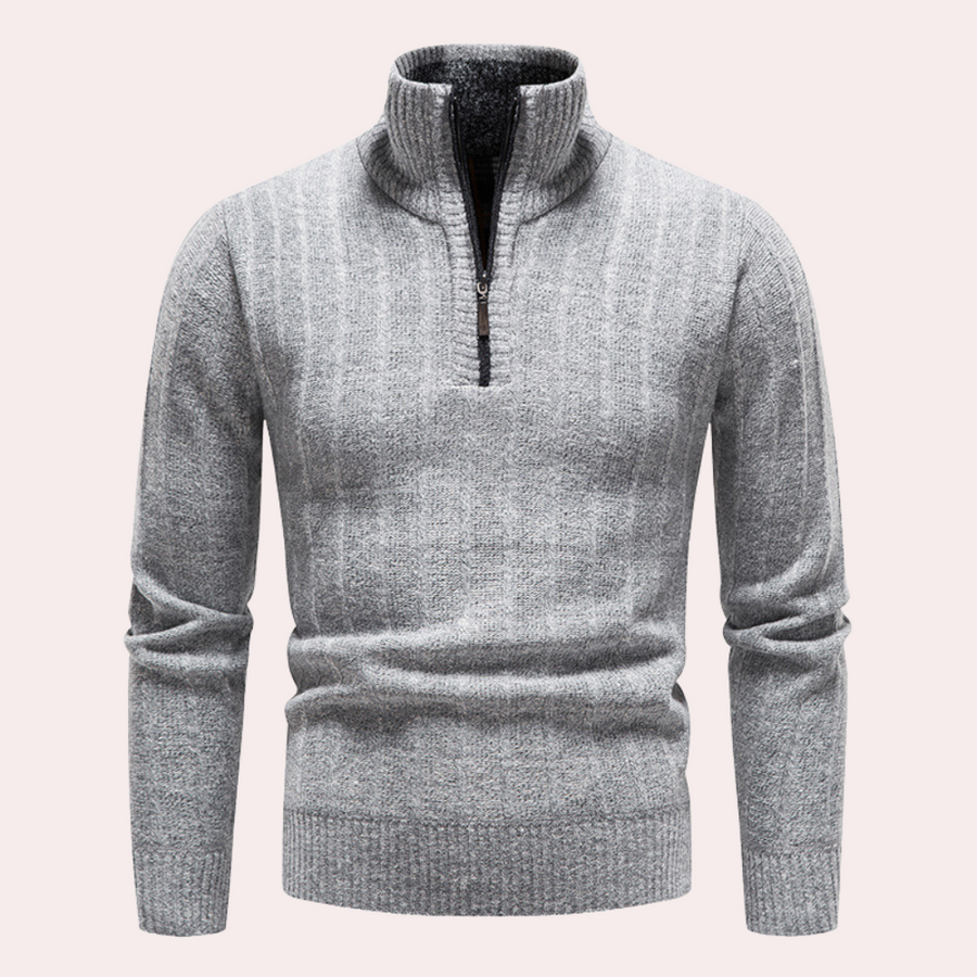R&B | Herrenpullover mit Rollkragen und Reißverschluss