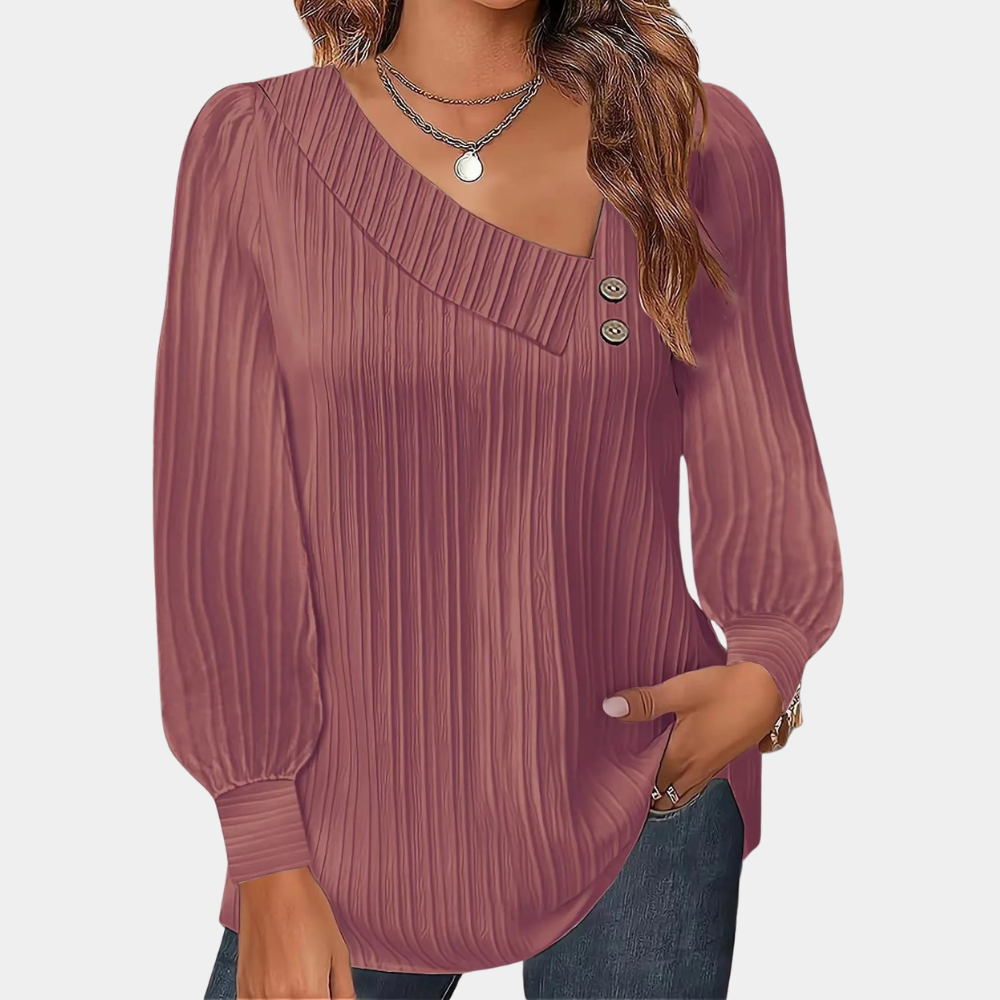 R&B | Rippstrickbluse mit Knöpfen Polyester Komfortabel und Trendy