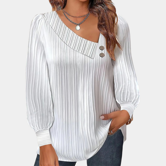 R&B | Rippstrickbluse mit Knöpfen Polyester Komfortabel und Trendy