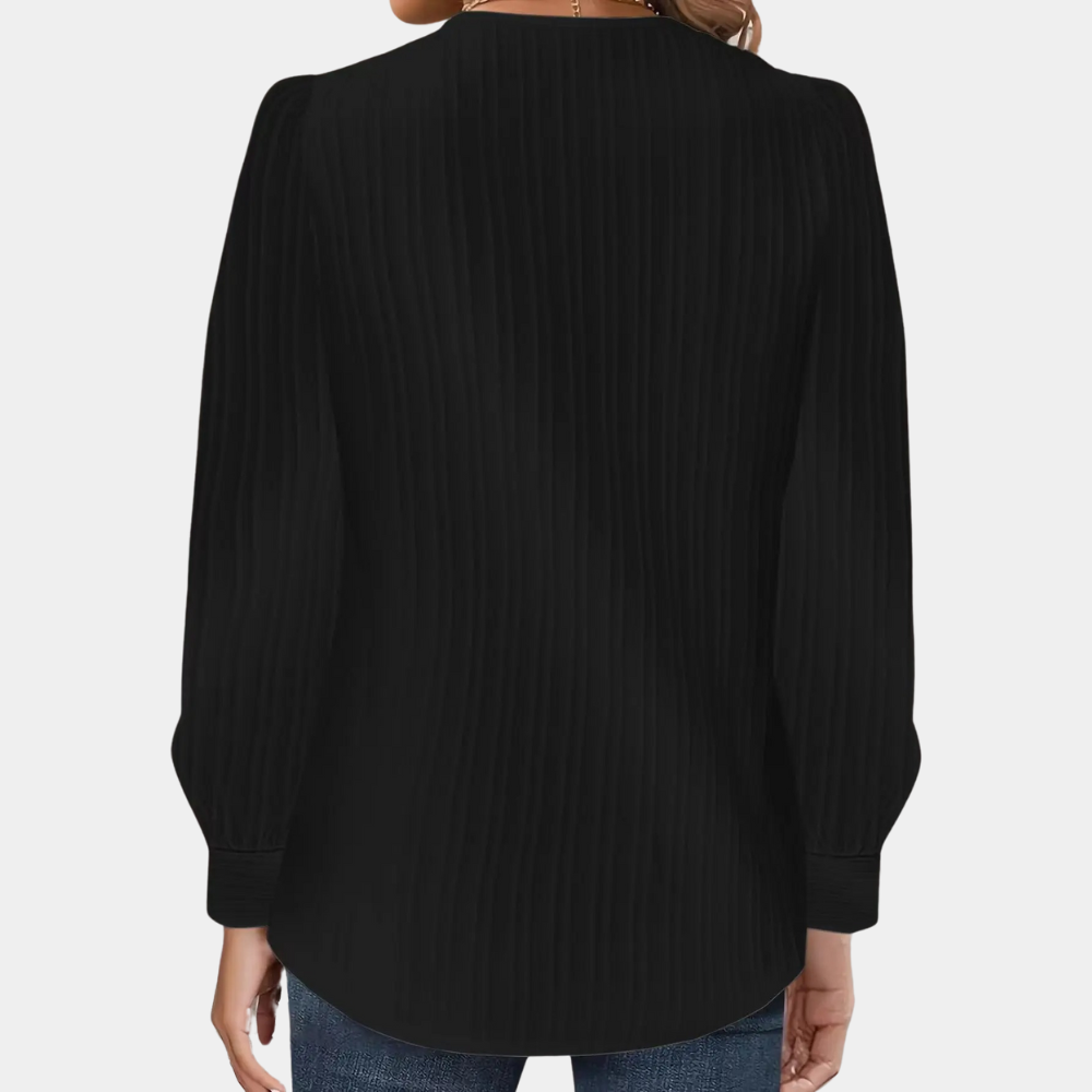 R&B | Rippstrickbluse mit Knöpfen Polyester Komfortabel und Trendy