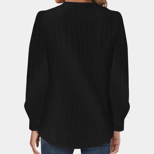 R&B | Rippstrickbluse mit Knöpfen Polyester Komfortabel und Trendy