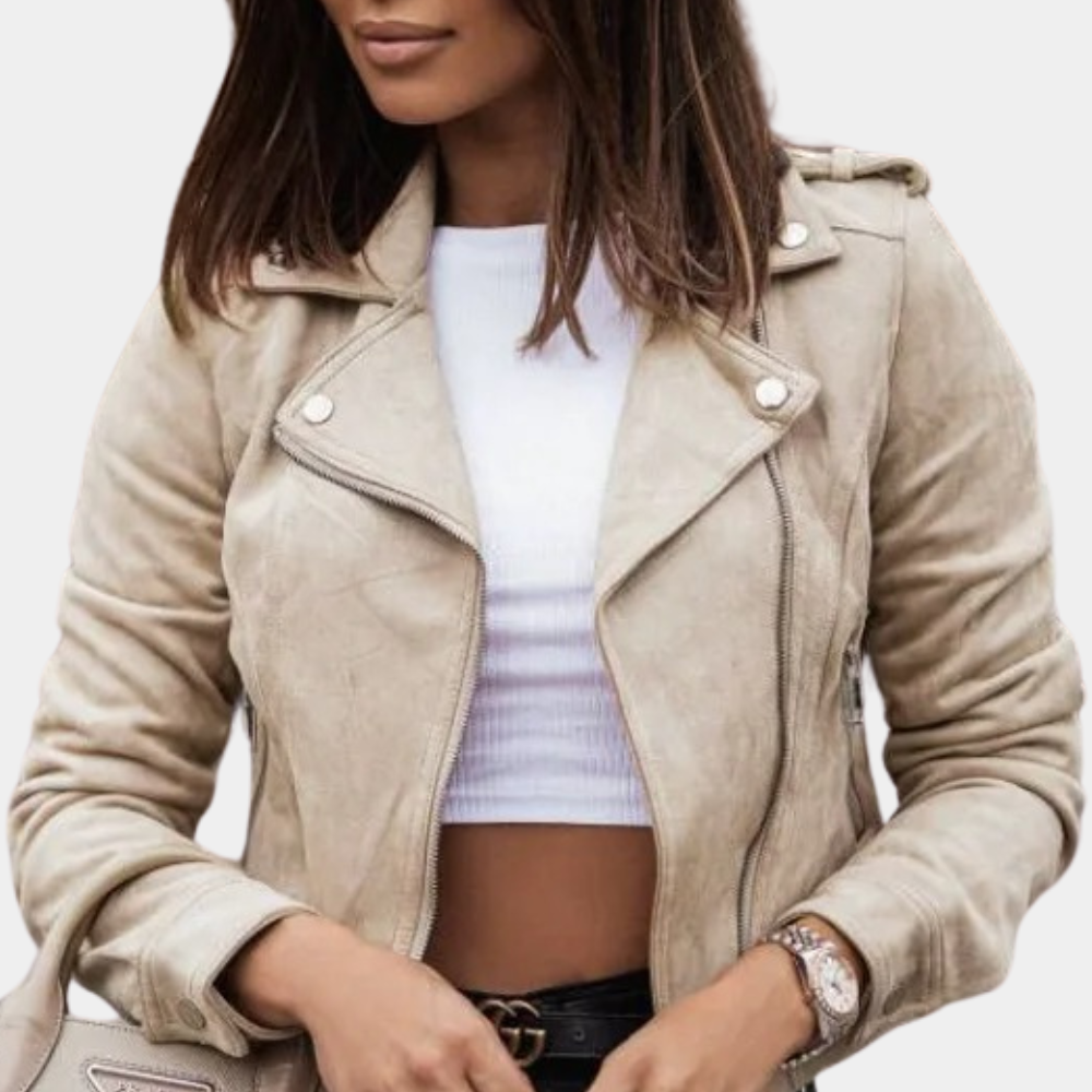 R&B | Stilvolle Bikerjacke Wildlederlook Trendy und Elegant