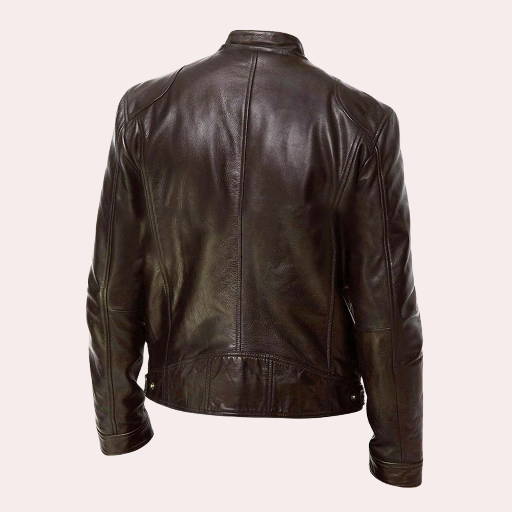 R&B | Herren Lederjacke - Biker Stil mit Stehkragen