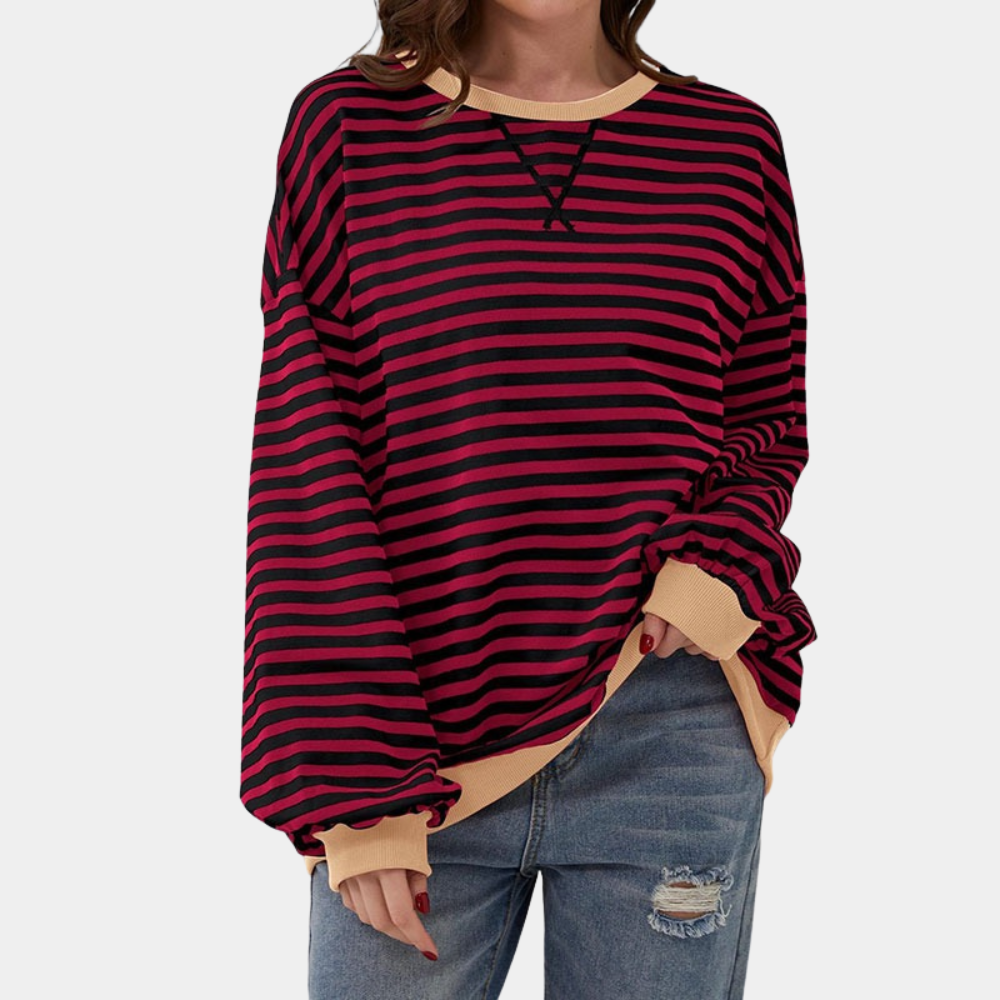 Übergroßer Und Gestreifter Pullover Für Damen