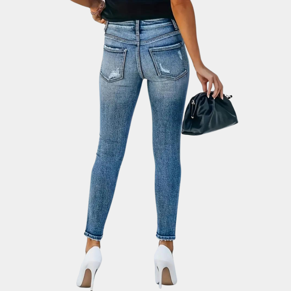 R&B | Trendige Skinny Damenjeans mit Modischen Knöpfen