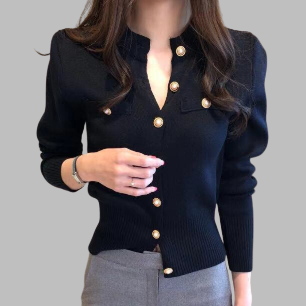 R&B | Cardigan - Damen Herbst Eleganter Knopfverschluss Strickcardigan