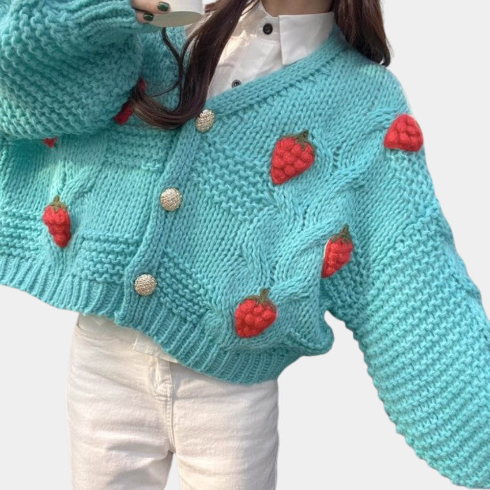 R&B | Damenjacke mit Erdbeer-Details – Poppy