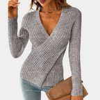 R&B | Pullover - Damen Schicker Gestrickter Wickel-Pullover