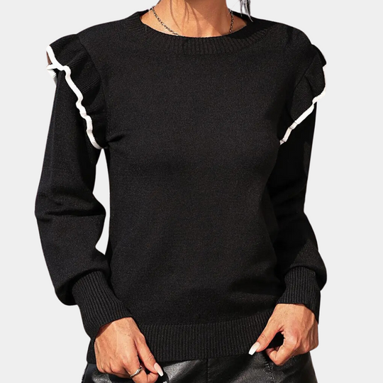 R&B | Strickbluse mit Rüschendetails Lange Ärmel Elegant und Komfortabel