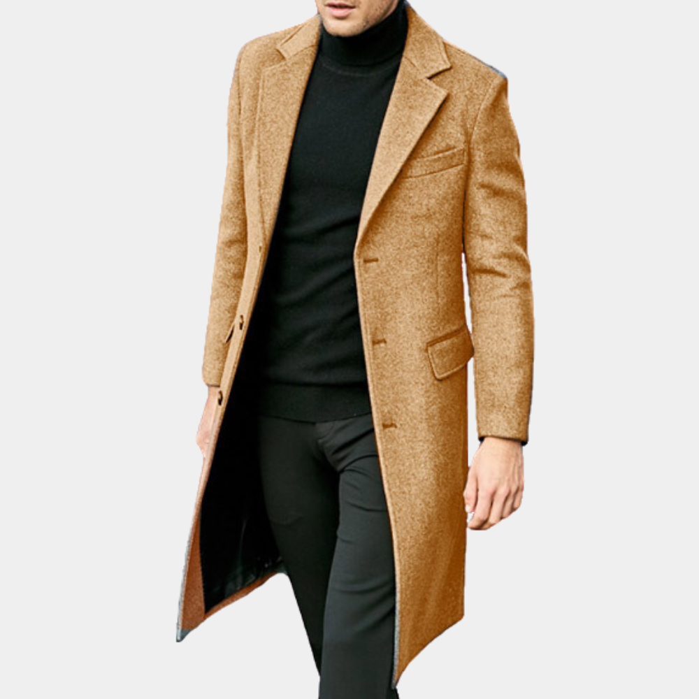R&B | Trenchcoat Maßgeschneiderte Passform Wollmischung Reverskragen Langes Modell