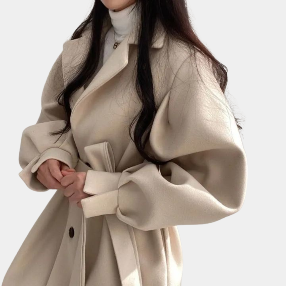 R&B | Wintermantel für Damen mit Puffärmeln und Gürtel