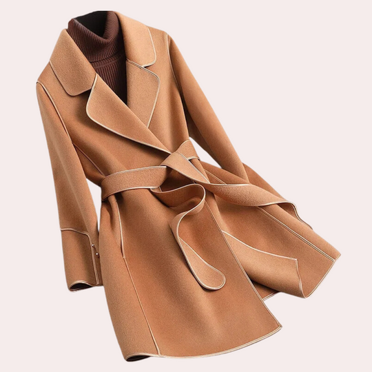 R&B | Wollmantel mit Bindegürtel Zeitloses Design Perfekt für Herbst und Winter