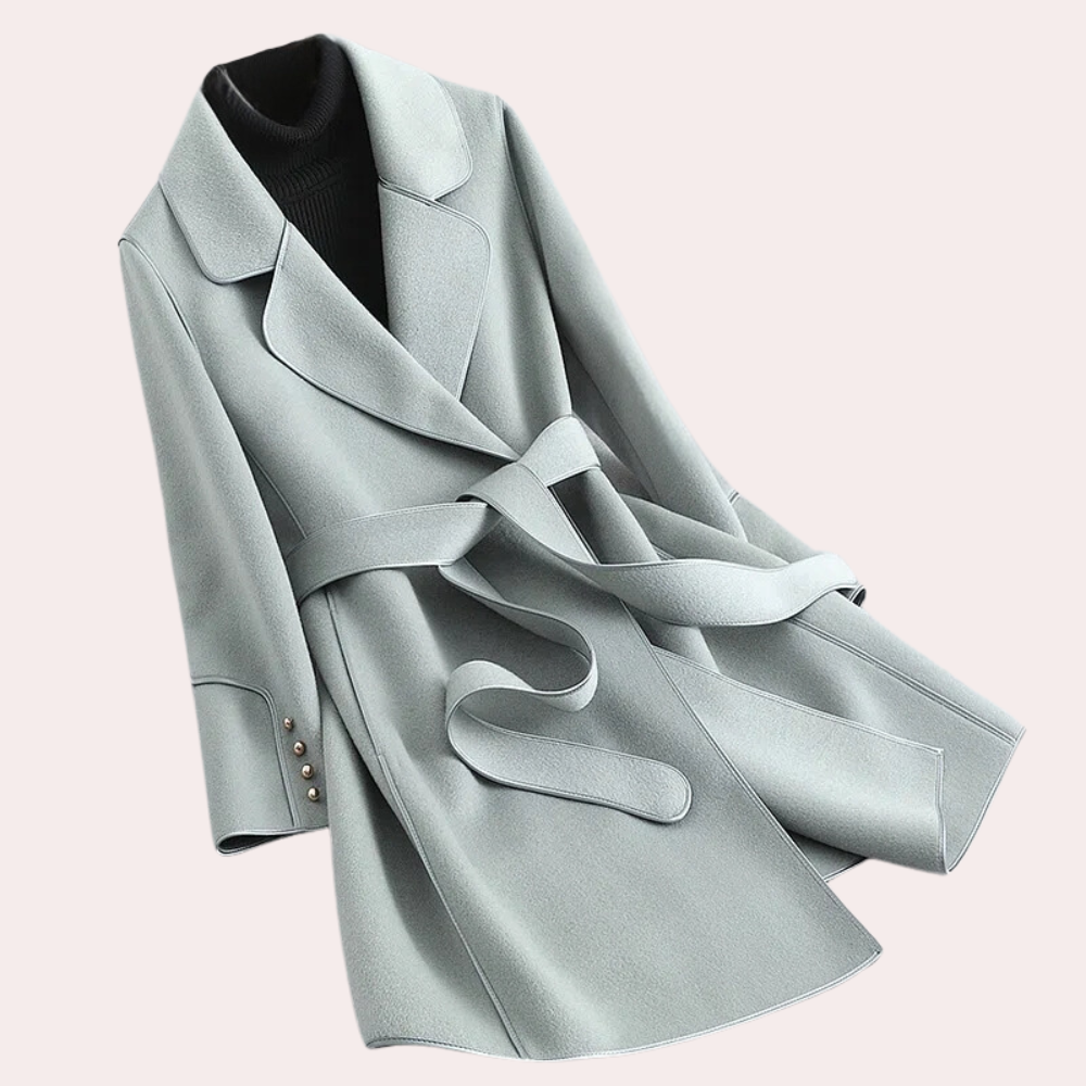 R&B | Wollmantel mit Bindegürtel Zeitloses Design Perfekt für Herbst und Winter