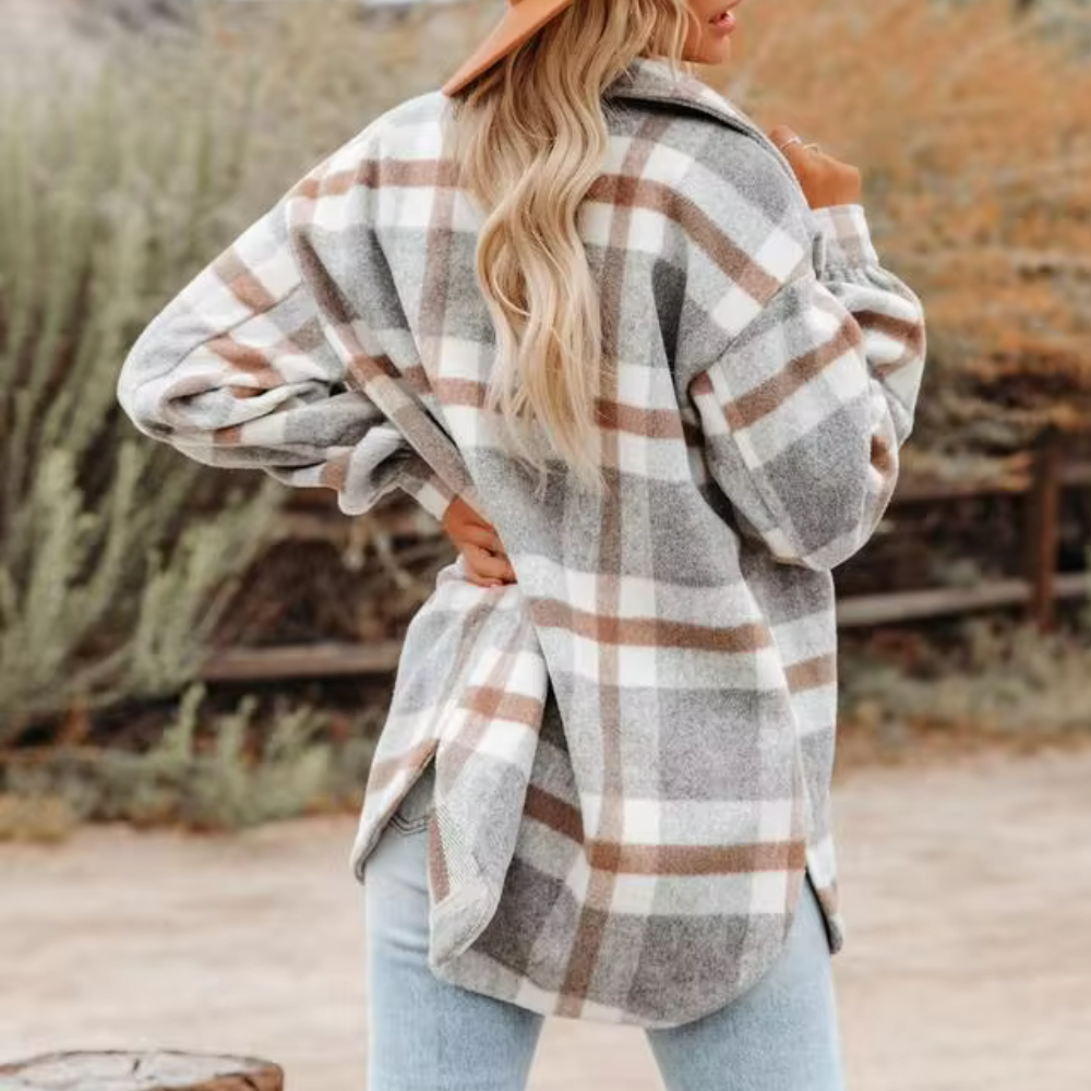 R&B | Moderne karierte Herbstkuscheljacke für Damen