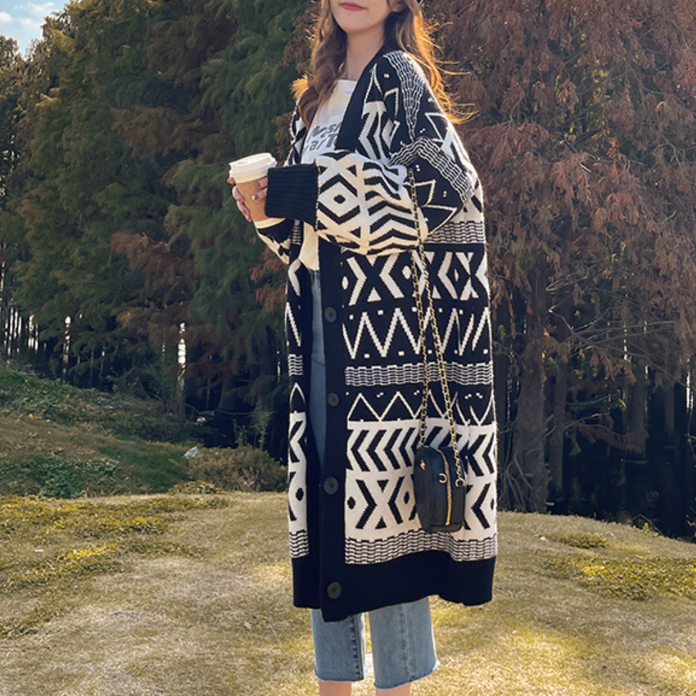 R&B | Geometrischer Mantel Herbstliche zeitlose Eleganz für Frauen