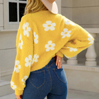 R&B | Cardigan - Damen Herbst Kurzer Floral Strick Cardigan