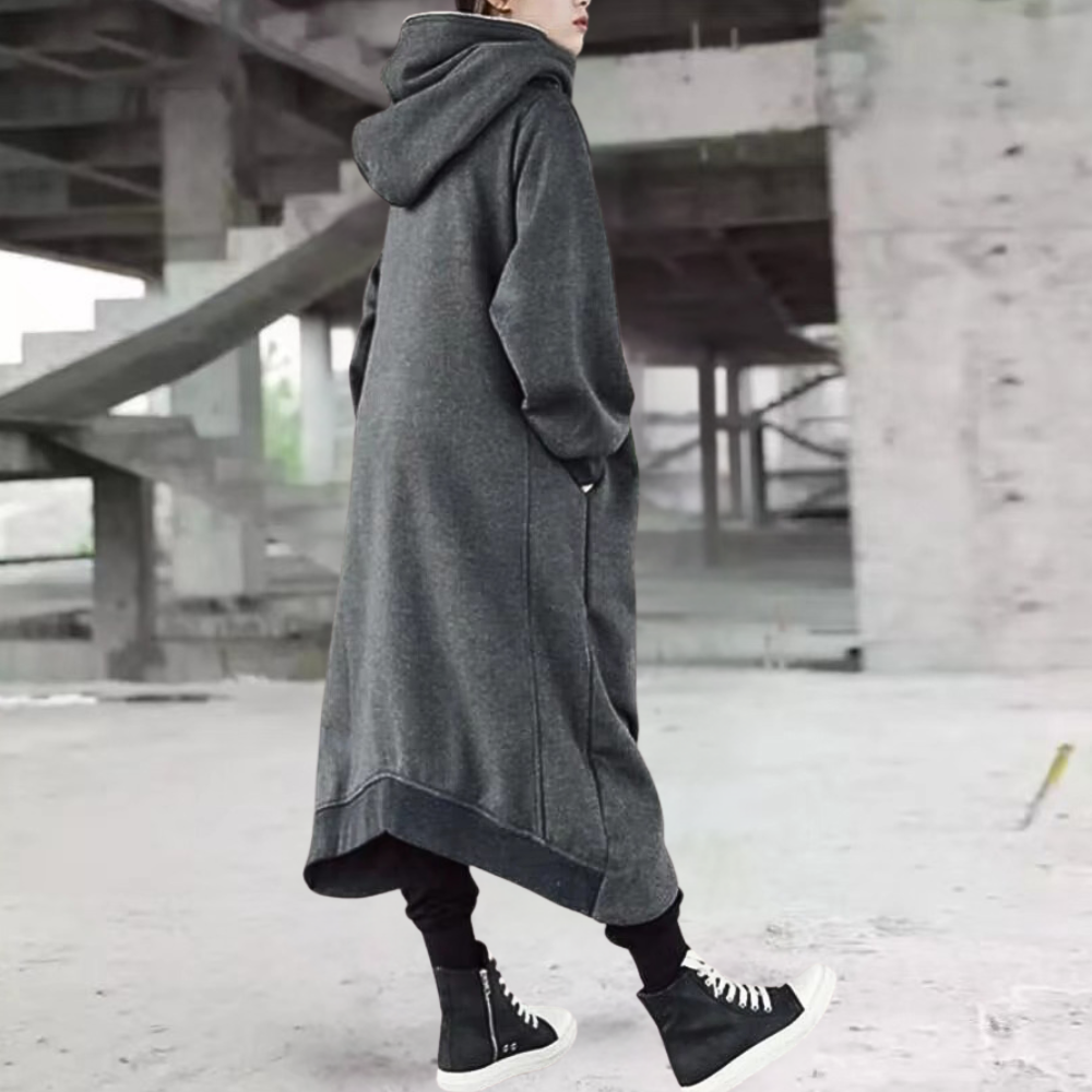 R&B | Lange Winterjacke mit Kapuze und Reißverschluss für Damen