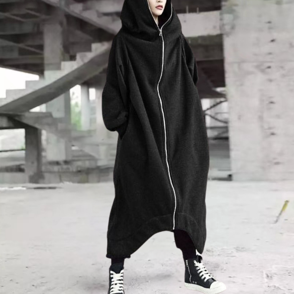 R&B | Lange Winterjacke mit Kapuze und Reißverschluss für Damen