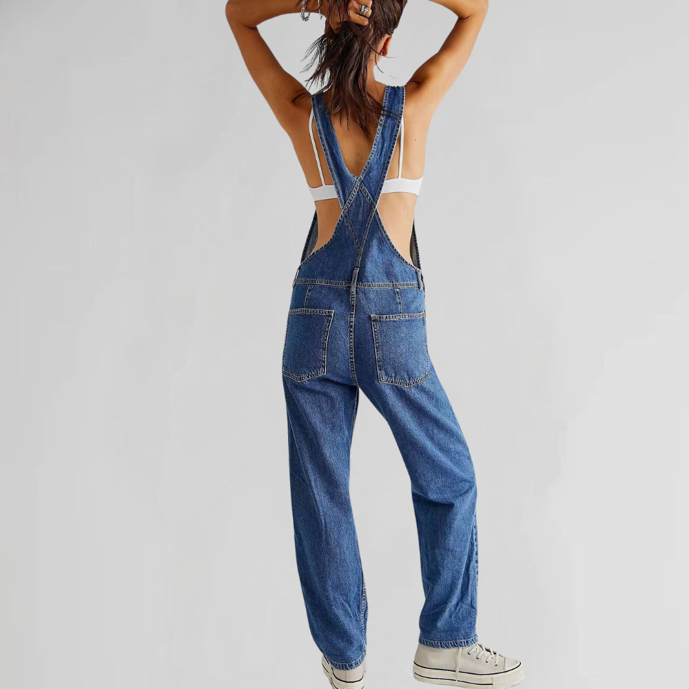 R&B | Damen-Latzhose aus Denim mit Cross-Back-Design