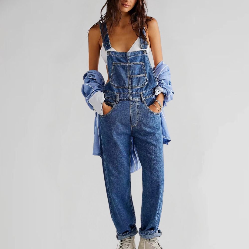 Heidi-Mode | Damen-Latzhose aus Denim mit Cross-Back-Design