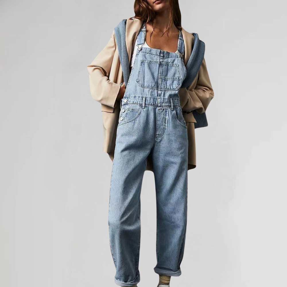Heidi-Mode | Damen-Latzhose aus Denim mit Cross-Back-Design