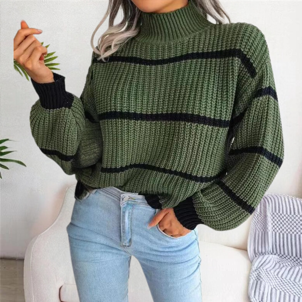 R&B | Stilvoller Weicher Damenpullover mit Hohem Ausschnitt