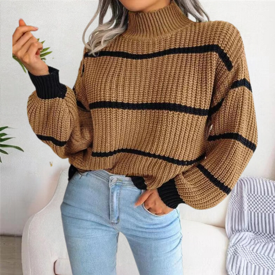 R&B | Stilvoller Weicher Damenpullover mit Hohem Ausschnitt