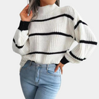R&B | Stilvoller Weicher Damenpullover mit Hohem Ausschnitt