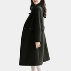 R&B | doppelreihiger Wollmantel - eleganter langer maßgeschneiderter Mantel für Damen