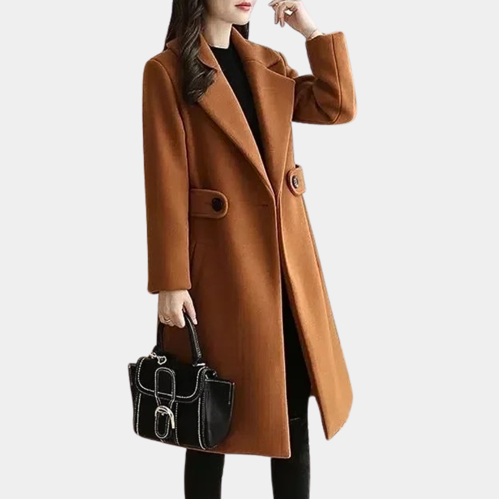 R&B | Wollmischung Überjacke - eleganter, taillierter langer Mantel für Frauen