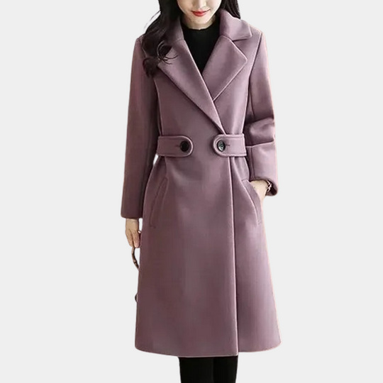 R&B | Wollmischung Überjacke - eleganter, taillierter langer Mantel für Frauen