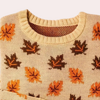R&B | Strickpullover Blattmuster Rundhals Langarm Rippbündchen