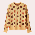 R&B | Strickpullover Blattmuster Rundhals Langarm Rippbündchen