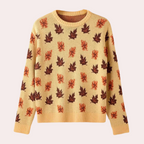 R&B | Strickpullover Blattmuster Rundhals Langarm Rippbündchen